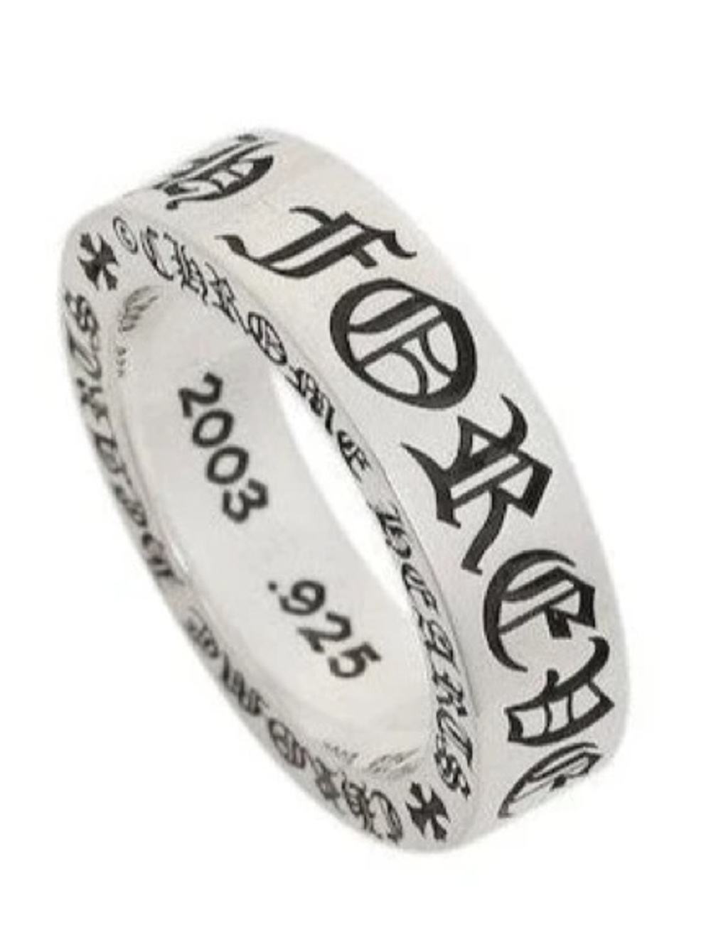 Sterling Silver Black Engraved Gothic Band Ring